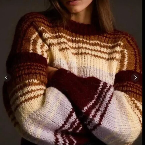 Zara Wool Alpaca Blend Striped Knit Sweater Blogger Fav Size Small - Picture 5 of 12